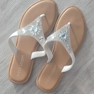 West Loop Women's Sandals with White and Silver Accents